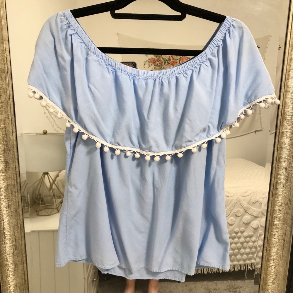 Charming Charlie Off-the-shoulder Blue Top